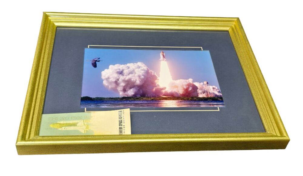 Kennedy Space Center STS-95 NASA Shuttle Launch Picture Framed & Souvenir Ticket